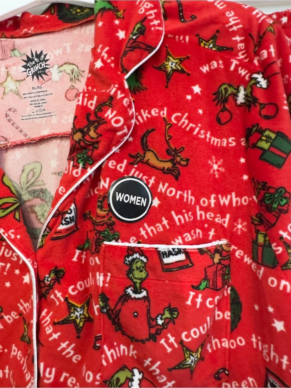 Red Grinch Christmas Holiday Pajamas Women’s Sz XL NEW!